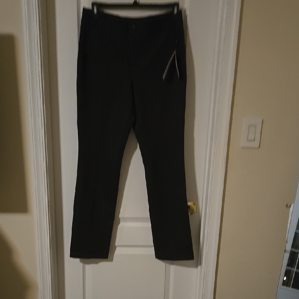 Black Dress Pants with Subtle Pattern and Tapered Fit